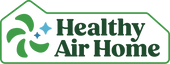 Healthy Air home Logo in green and blue - Clean air symbolism