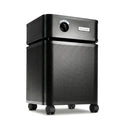 Black Austin Air purifier on a white background facing right 3/4
