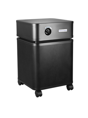 Black rectangular Austin air purifier on a white background facing right 3/4