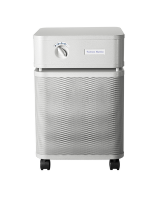 Black rectangular Austin air purifier on a white background facing front