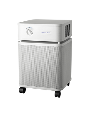White rectangular Austin air purifier on a white background facing left 3/4