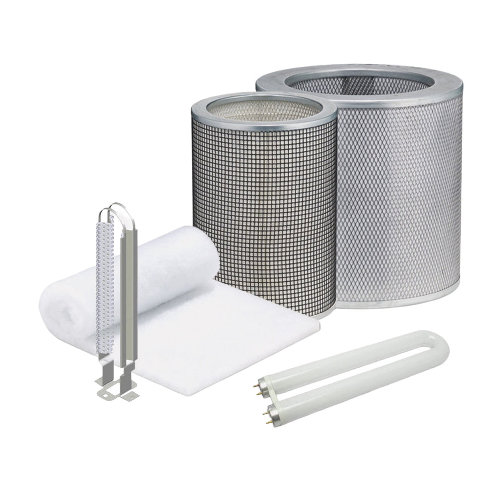 Airpura P714 replacement filter kit — prefilter, carbon, HEPA, UV lamp, and TitanClean PCO for the Airpura P714 air purifier