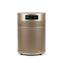 Beige air purifier with GE logo on a white background