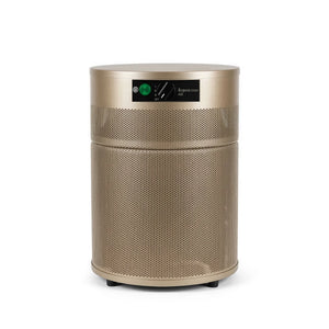 Beige air purifier with GE logo on a white background