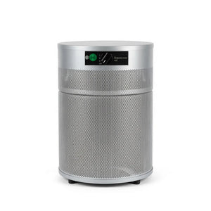 Silver air purifier on a white background