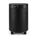 Black cylindrical air purifier on a white background