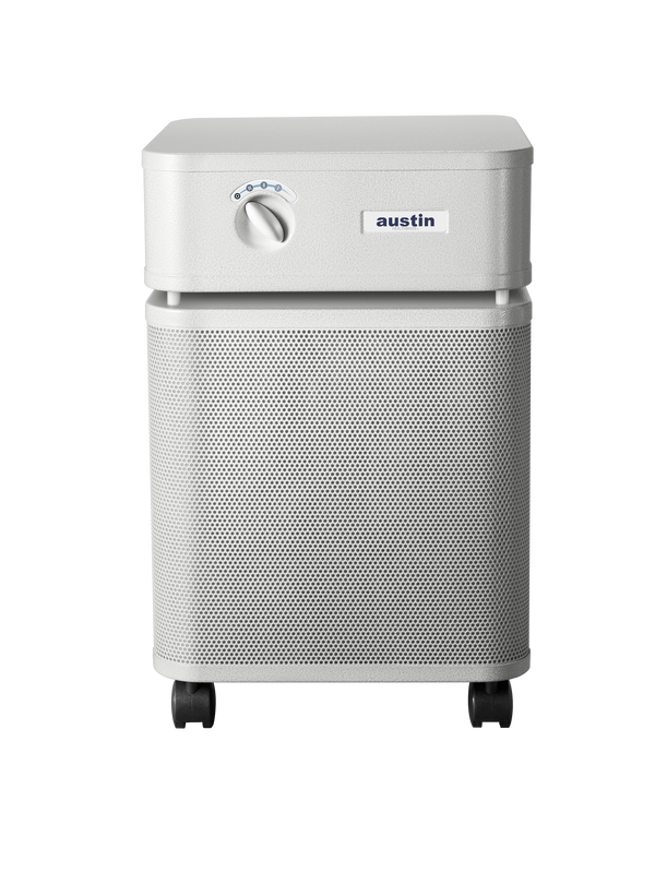 Sandstone textured rectangular Austin air purifier on a white background facing front