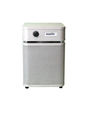 Sandstone textured rectangular Austin air purifier on a white background facing front