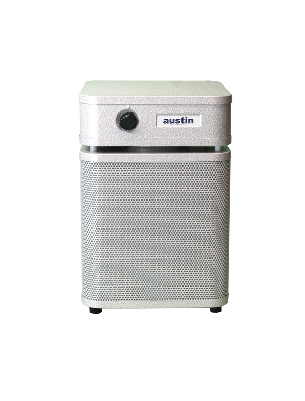 Sandstone textured rectangular Austin air purifier on a white background facing front