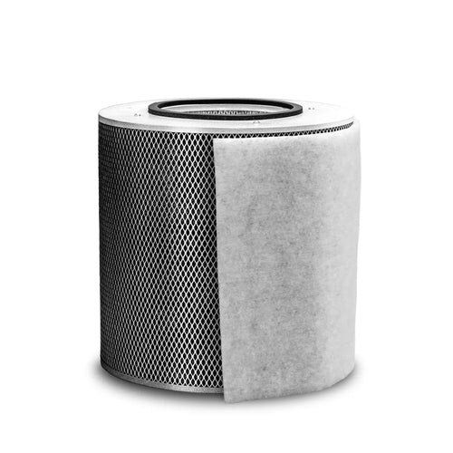 Austin Air Replacement Filter with white fabric cover for Junior Sized machines on a white background