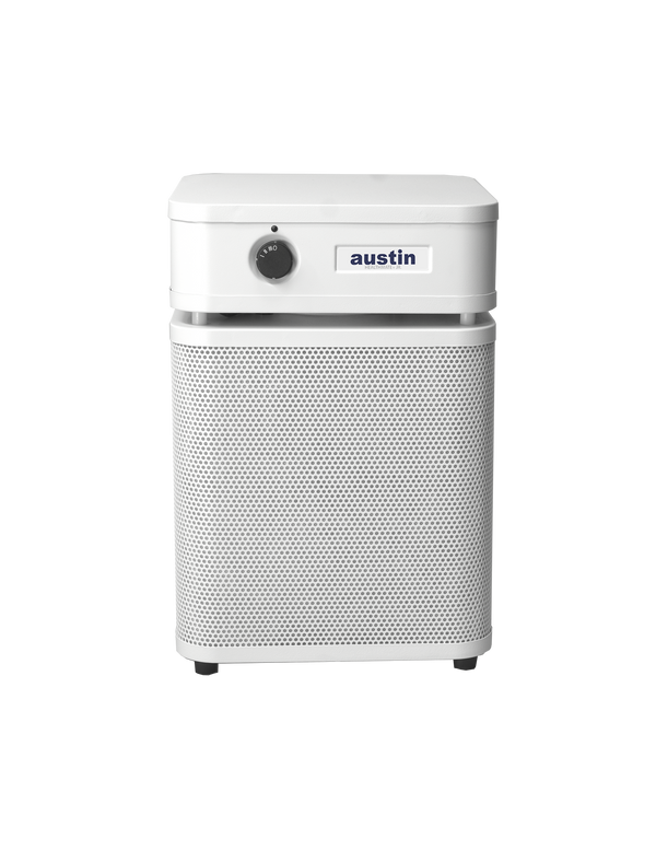 White rectangular Austin air purifier on a white background